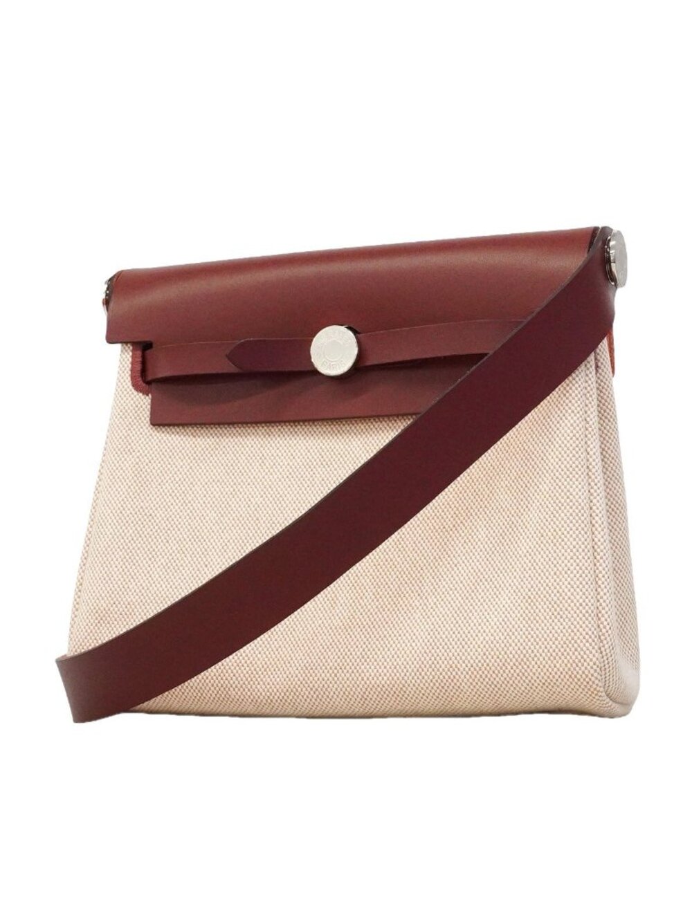 Hermes Shoulder Bag Herbag Zip Mini Toile H Rouge Ash Silver